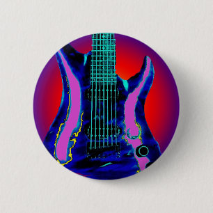 Watercolor Guitar 2 Inch Round Button