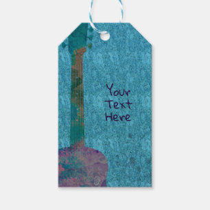 Watercolor Guitar Musical Birthday Party Favour Gift Tags