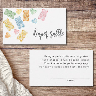 Watercolor Gummy Bears Baby Shower Diaper Raffle Enclosure Card