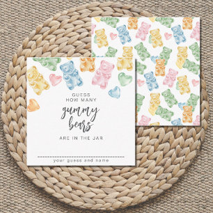 Watercolor Gummy Bears Baby Shower Game Enclosure Card