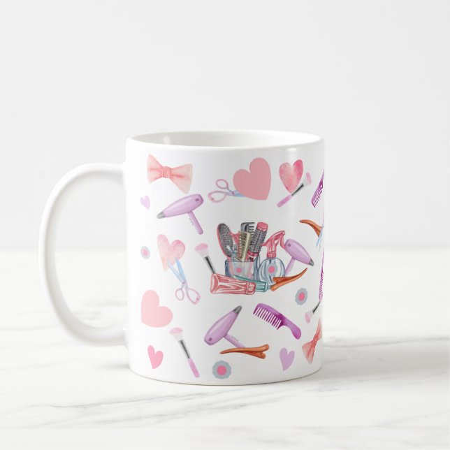 Watercolor hairdresser Coffee Mug  (Left)
