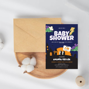 Watercolor Halloween Baby Shower Invitation