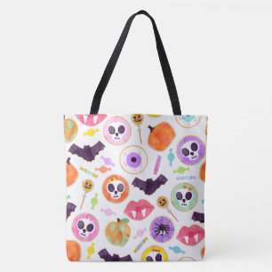 Watercolor Halloween Cookies Spooky Pattern Tote B Bag