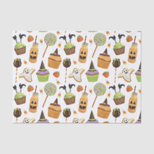 Watercolor Halloween Cupcakes and Sweets Tissue Paper