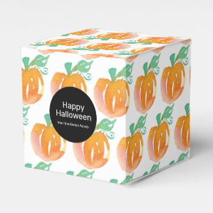 Watercolor Halloween Pumpkin Trick or Treat Candy Favor Box
