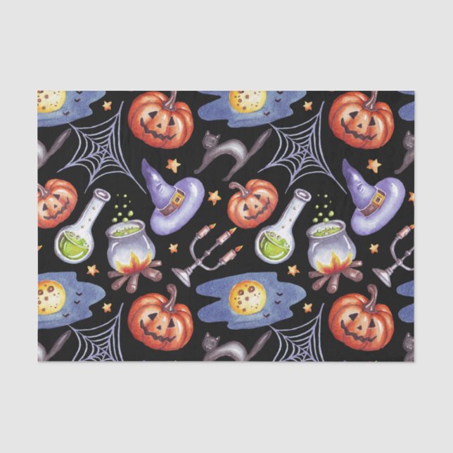 Watercolor Halloween Pumpkins, Magic Potion  Tissue Paper (Front)