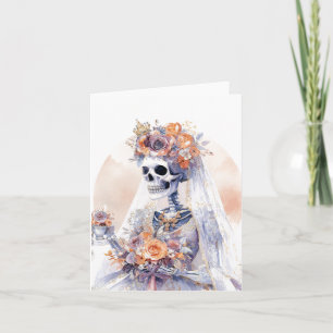  Watercolor Halloween Skeleton   Folded Note Card