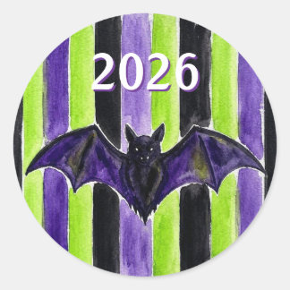 Watercolor Halloween Stripe w/ Bat Stickers