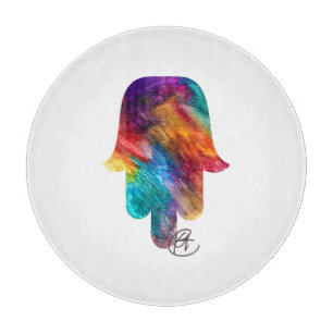 Watercolor Hamsa Art Cutting Board