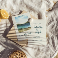 Watercolor Hand Drawn Beach Retro Unique Wedding