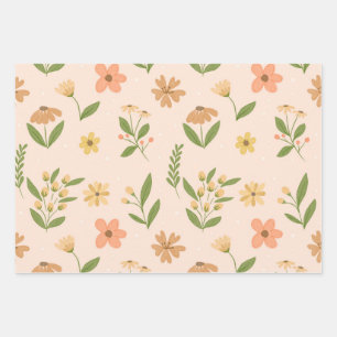 Watercolor Hand-Drawn Colorful Botanical Seamless Wrapping Paper Sheet