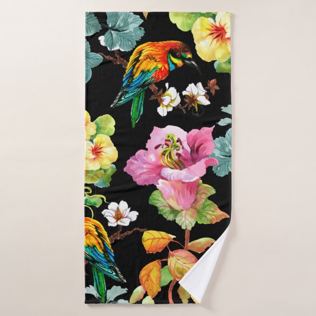 Watercolor hand drawn seamless colourful pattern w bath towel (Bath Towel)