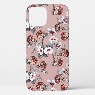 Watercolor hand drawn seamless pattern with beauti iPhone 12 case