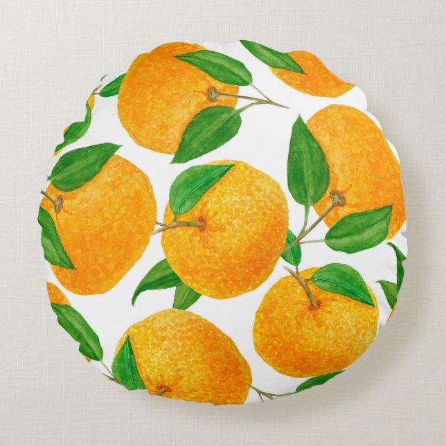 Watercolor hand drawn seamless pattern with bright round pillow (Front)