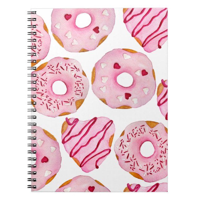 Watercolor hand drawn seamless pattern with pink s notebook (Front)