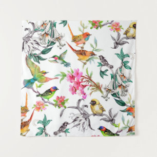 Watercolor hand drawn seamless pattern with tropic tapestry