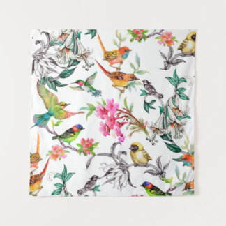 Watercolor hand drawn seamless pattern with tropic tapestry