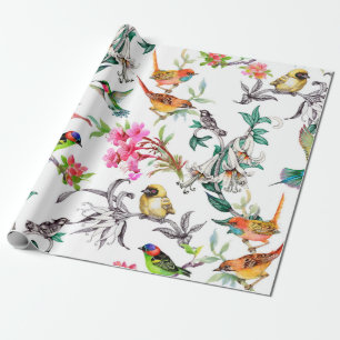 Watercolor hand drawn seamless pattern with tropic wrapping paper