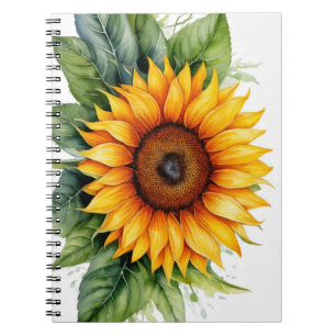 watercolor hand drawn sunflower Spiral Notebook