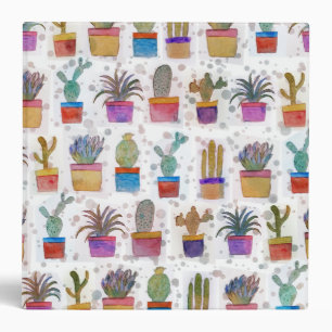 Watercolor hand paint cactus pattern binder