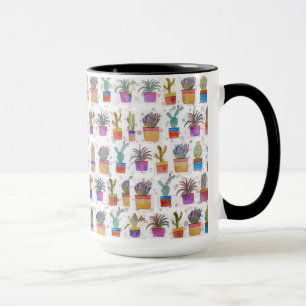 Watercolor hand paint cactus pattern mug
