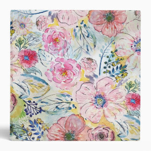 Watercolor hand paint floral design binder