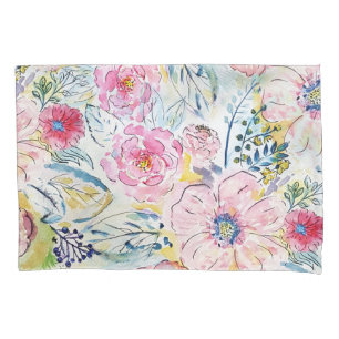 Watercolor hand paint floral design pillowcase