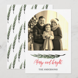 Watercolor hand-painted branches holiday card