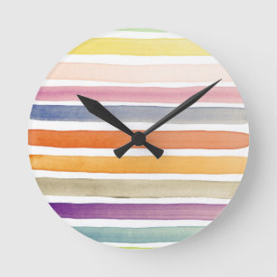 Watercolor hand painted brush strokes, banners. round clock
