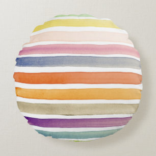 Watercolor hand painted brush strokes, banners. round pillow