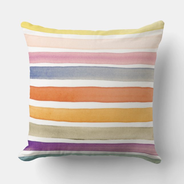 Watercolor hand painted brush strokes, banners. throw pillow (Front)