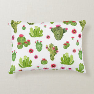 Watercolor hand painted cactus seamless pattern accent pillow