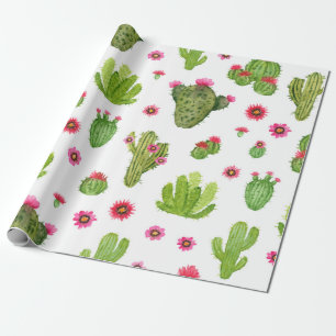 Watercolor hand painted cactus seamless pattern wrapping paper