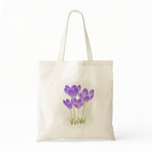 Watercolor Hand-painted Crocus Flowers 