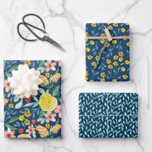 Watercolor hand painted floral patterned  wrapping wrapping paper sheet