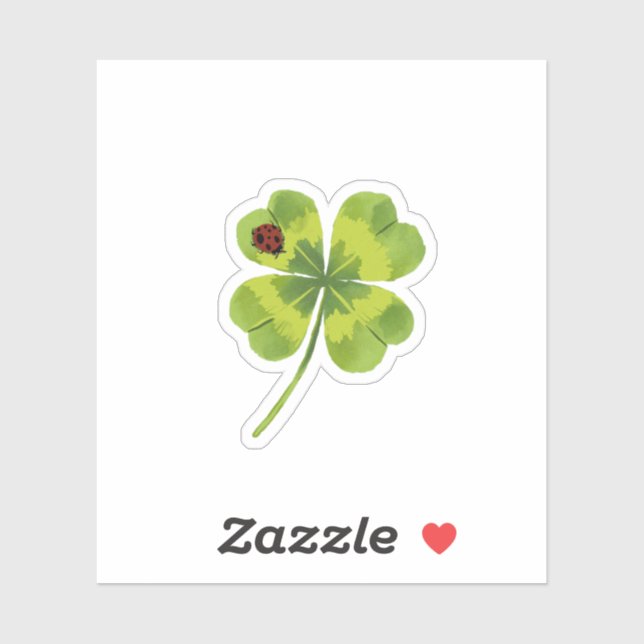 Watercolor Hand-painted Four Leaf Clover Lady Bug (Sheet)