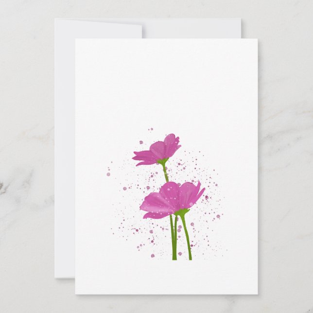 Watercolor Hand-painted Pink Cosmos Flowers  Invitation (Front)