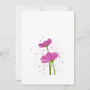 Watercolor Hand-painted Pink Cosmos Flowers  Invitation