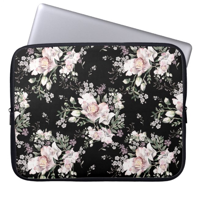 Watercolor hand painted seamless pattern with beau laptop sleeve (Front)