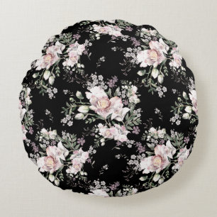 Watercolor hand painted seamless pattern with beau round pillow