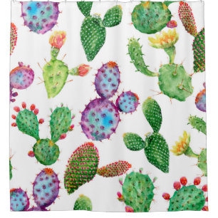 Watercolor hand painted tropical cactus. Seamless