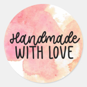 Watercolor handmade with love business Sticker