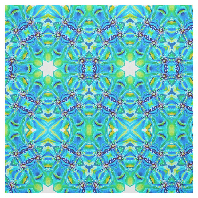 Watercolor Handpainted Monogram Green Abstract Fabric (Swatch)