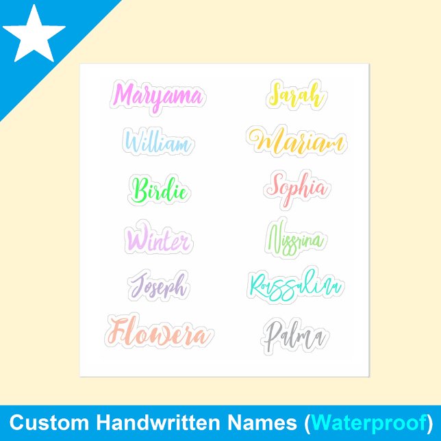 Watercolor Handwritten Name Stickers (Waterproof) (watercolor name stickers
handwritten script labels
artistic name tags
best waterproof stickers
)