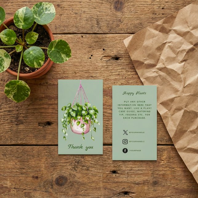 Watercolor Hanging Plant Thank You Enclosure Card (Creator Uploaded)