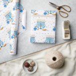 Watercolor Hanukkah Holiday Wrapping Paper<br><div class="desc">A Hanukkah scene with a menorah,  sufganiyot (doughnuts),  dreidels,  and olive branches is rendered in a watercolor effect on this Chanukah wrapping. Great for wrapping all the Hanukkah gifts this season. Available with matching products.</div>
