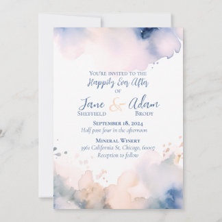 Watercolor Happily Ever After Wedding Invitation