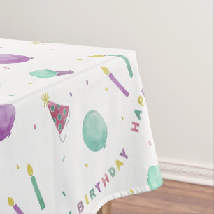 Watercolor Happy Birthday design Tablecloth