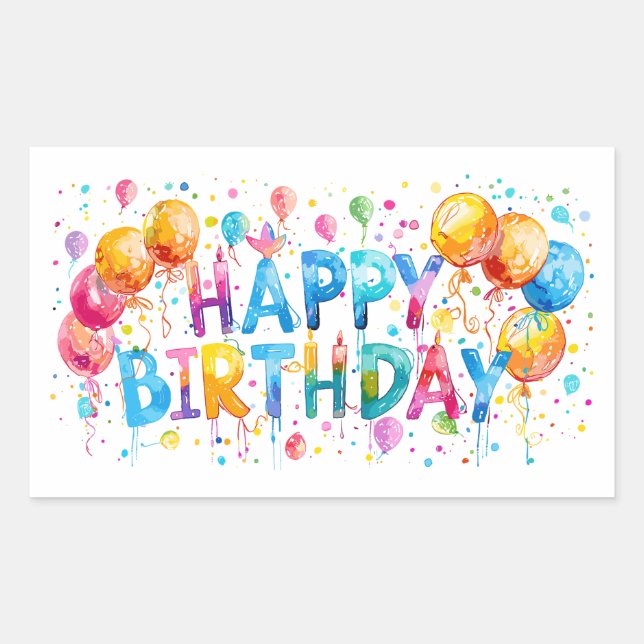 Watercolor Happy Birthday Sticker (Front)