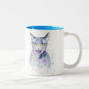 Watercolor Happy Cat Mug
